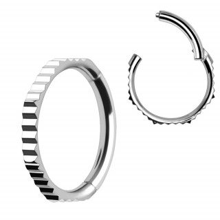 Piercing acier anneau clicker aspect cranté (septum, lobe, hélix...)