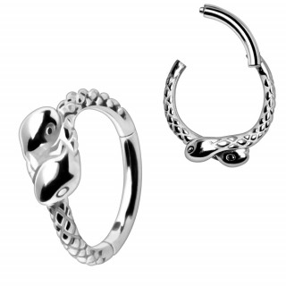 Piercing acier anneau clicker  duo de serpents (septum, lobe, hlix...)