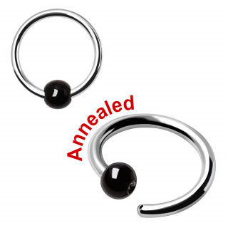 Piercing acier anneau tordable imitation CBR à boule noire