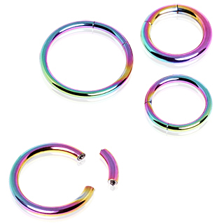 Piercing anneau acier arc en ciel  segment type CBR