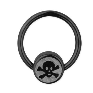Piercing anneau captif ionis noir avec signe pirate