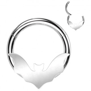 Piercing anneau clicker en acier  chauve-souris cisele (septum, daith, lobe...)