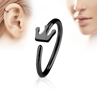 Piercing anneau nez / cartilage noir  couronne