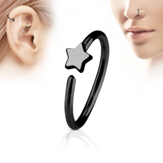Piercing anneau nez / cartilage noir  toile