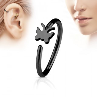 Piercing anneau nez / cartilage noir  papillon