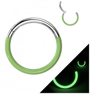 Piercing anneau Titane à arc phosphorescent Vert (septum, daith, hélix...)