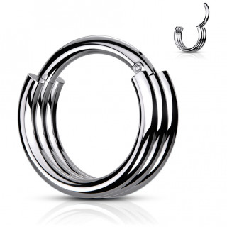 Piercing anneau triplé en acier Argenté à segment charnière