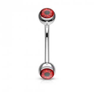 Piercing arcade acier  oeil humain - Rouge