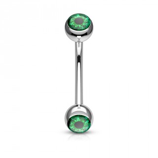 Piercing arcade acier  oeil humain - Vert