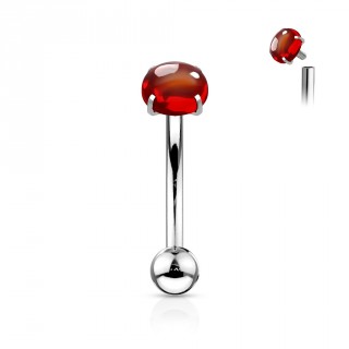 Piercing arcade acier  cabochon Rouge (filetage interne)