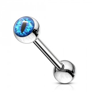 Piercing barbell acier  oeil de serpent - Bleu