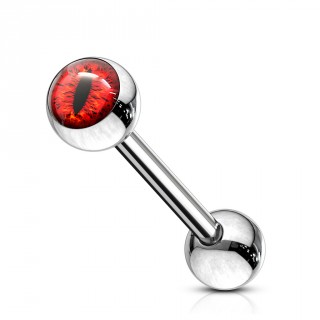 Piercing barbell acier  oeil de serpent - Rouge