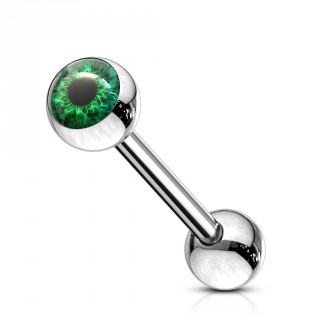 Piercing barbell acier  oeil humain - Vert