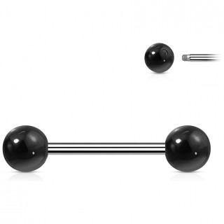 Piercing barbell  perles d'Agate noire (langue et tton)