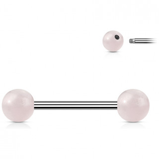Piercing barbell  perles de Quartz Rose (langue et tton)