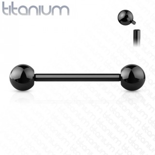 Piercing barbell (tton, langue) en titane  filetage interne - Noir