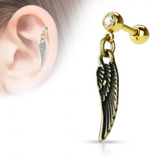 Piercing cartilage  pendentif aile d'ange - dor