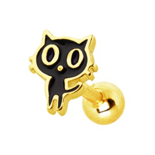 Piercing cartilage chat noir et dor