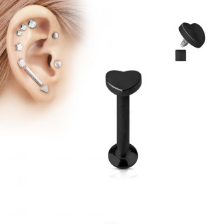 Piercing cartilage labret  coeur noir