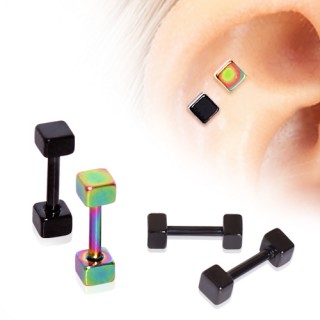 Piercing cartilage hlix en acier plaqu PVD  cubes