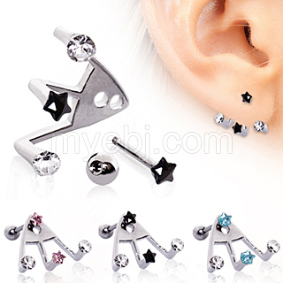 Piercing cartilage hlix trident strass