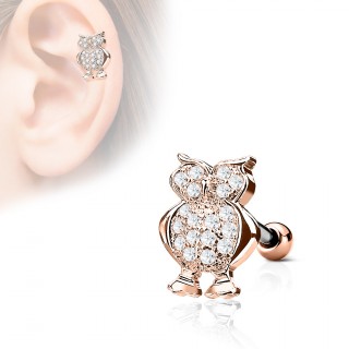 Piercing cartilage hibou pav de strass - Cuivr