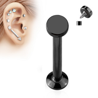 Piercing cartilage labret arrondi noir