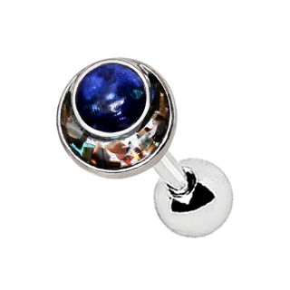 Piercing cartilage lune d'abalone et sphre galaxie