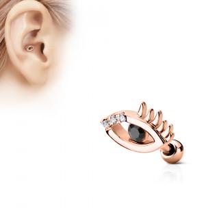 Piercing cartilage oeil  strass - Plaqu or rose