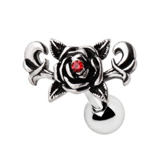 Piercing cartilage rose gothique sertie