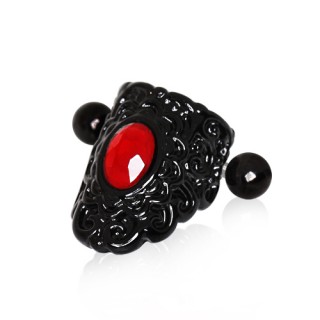 Piercing cartilage style gothique  pierre rouge