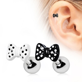 Piercing cartilage tragus hlix avec noeud  pois style Rockabilly