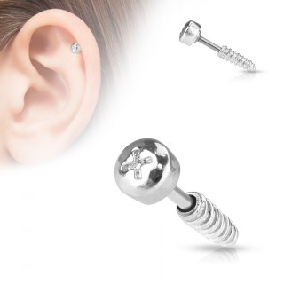 Piercing cartilage vis cruciforme grise