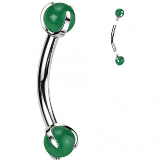 Piercing courbé Titane à perles de Jade (arcade, rook...)