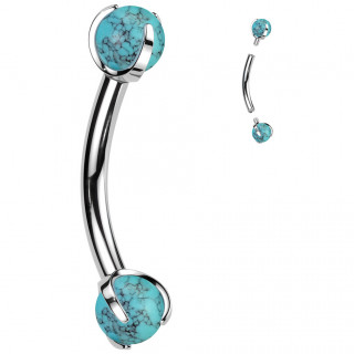 Piercing courb Titane  perles de Turquoise (arcade, rook...)