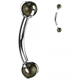 Piercing courbé Titane à perles d'Obsidienne (arcade, rook...)