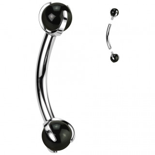 Piercing courb Titane  perles d'Onyx (arcade, rook...)