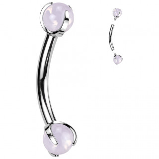 Piercing courbé Titane à perles d'Opalite rose (arcade, rook...)