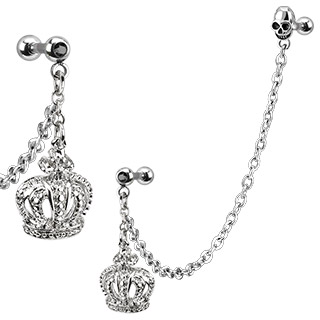 Piercing double tragus/cartillage  courronne et tte de mort