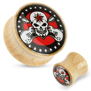 Piercing carteur en bois type plug  logo Rock Star