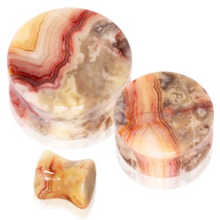 Piercing carteur plug pierre Agate "Crazy Lace"