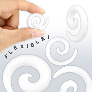Piercing carteur spirale en silicone flexible blanc