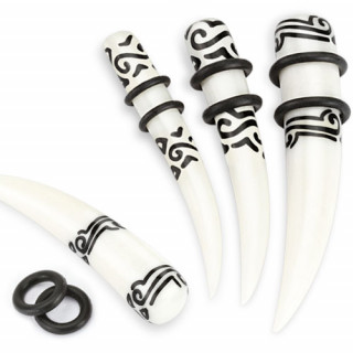 Piercing carteur tapers courb en os grav tribal