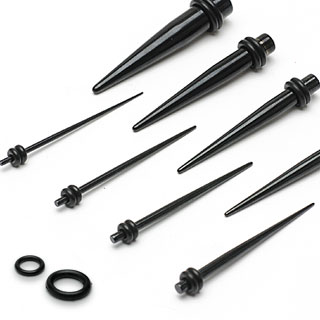 Piercing carteur tapers noir en acier plaqu IP