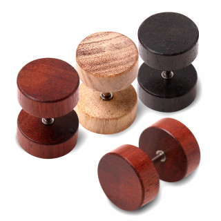 Piercing faux plug en acier et bois - 10mm