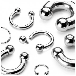 Piercing fer  cheval en acier  boules ( filetage interne) - Large choix de tailles !!