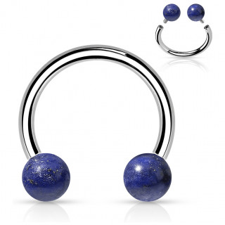 Piercing fer  cheval en acier  perles de Sodalite bleue (filetage interne)