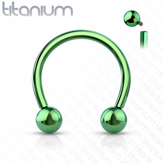 Piercing fer  cheval Titane boules  filetage interne - Vert