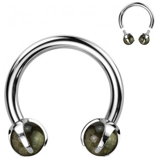 Piercing fer  cheval Titane  perle d'Obsidienne (hlix, septum...)