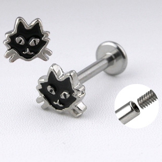 Piercing gothique lvre labret chat noir